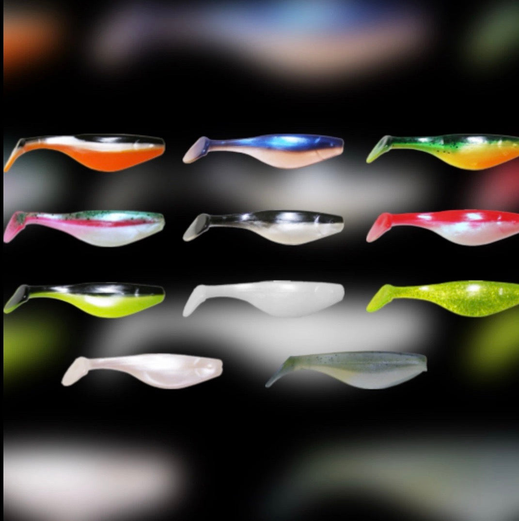 Big Bites Baits 3” Action Tail Shad  Lure Soft Plastic Paddle Tail Swim-Baits